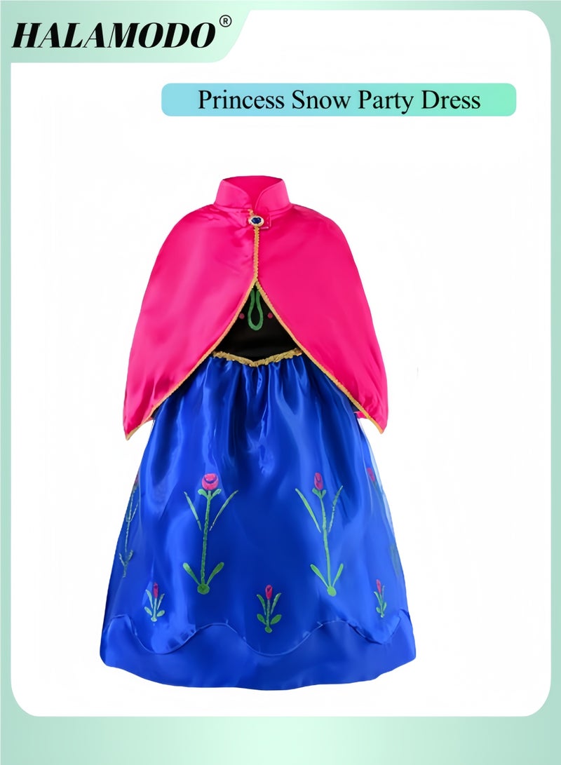 هالامودو فستان حفلة الأميرة الثلجية، زي الملكة، زي آنا مع عباءة فروزن، زي تنكر - Image 1