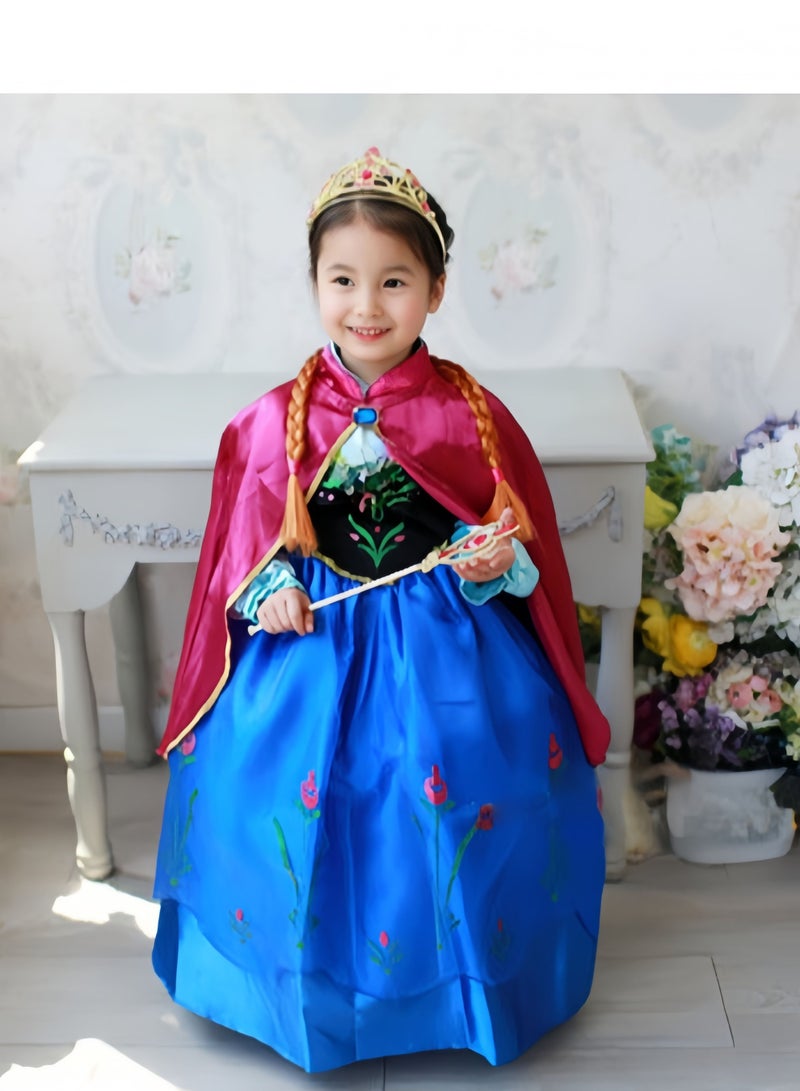 هالامودو فستان حفلة الأميرة الثلجية، زي الملكة، زي آنا مع عباءة فروزن، زي تنكر - Image 5