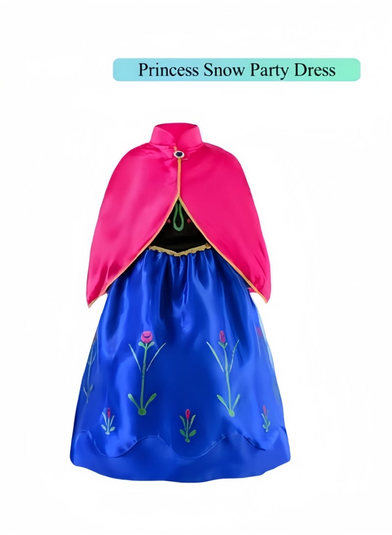 Princess Snow Party Dress Queen Costume Cosplay Dress Up Anna Costume with Cape  Frozen Cosplay - Image 1