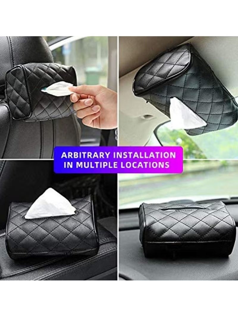 Car Tissue Holder, Car Napkin Cover, Car Tissue Box, Car Tissue Paper Box, Napkin Holder For Car, Tissues Box Suitable For 120 Standard Tissues , Black - Image 2