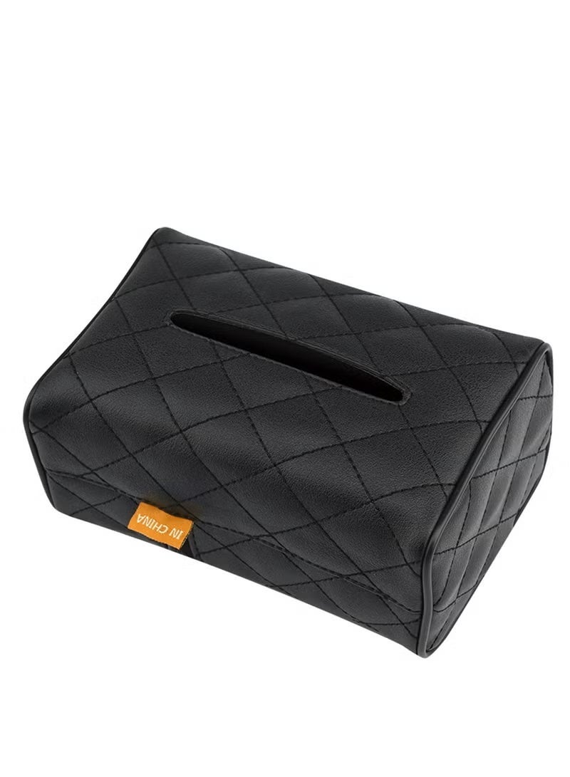 Car Tissue Holder, Car Napkin Cover, Car Tissue Box, Car Tissue Paper Box, Napkin Holder For Car, Tissues Box Suitable For 120 Standard Tissues , Black - Image 1