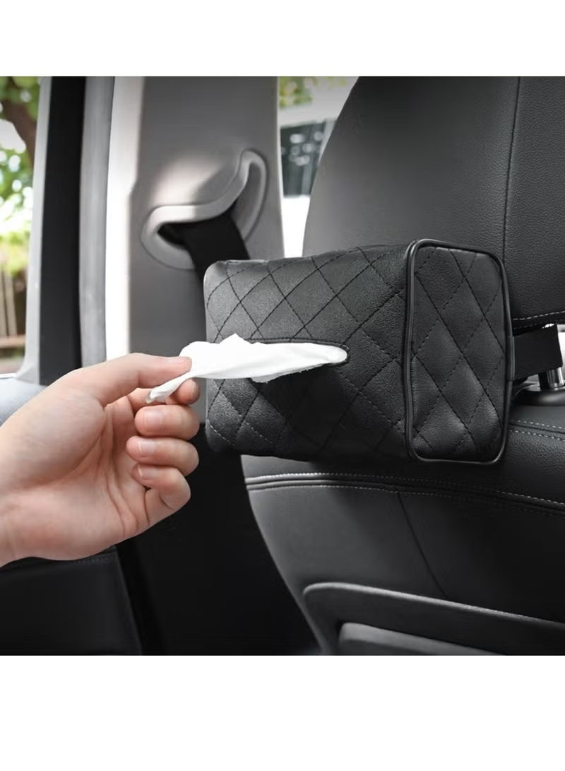 Car Tissue Holder, Car Napkin Cover, Car Tissue Box, Car Tissue Paper Box, Napkin Holder For Car, Tissues Box Suitable For 120 Standard Tissues , Black - Image 3