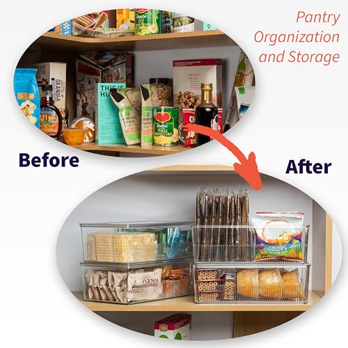 ClearSpace Pantry Organization and Storage Bins with Removable Dividers & Lids – Perfect Pantry Organizers or Kitchen Organization – Refrigerator Organizer Bins, Cabinet Organizers, 4 Pack - Image 2