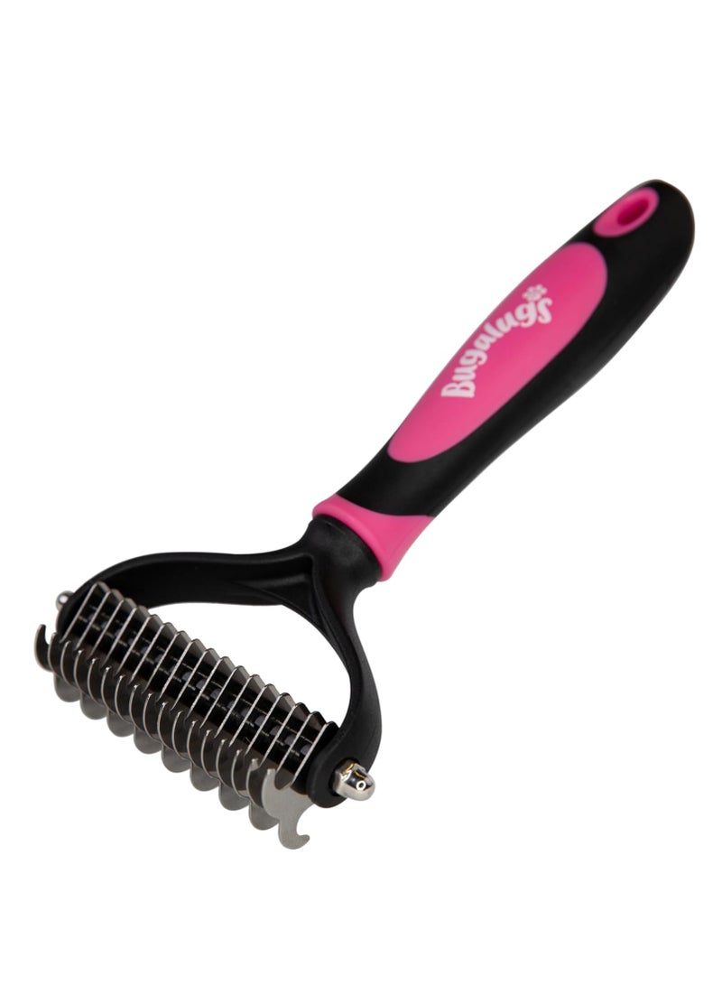 BUGALUGS Pet Grooming Brush Double Sided Shedding and Dematting Undercoat Rake Dog Grooming Brush Dog Shedding Brush Cat Grooming Brush Dog Comb Cat Brush for Long Haired Cats - Image 1