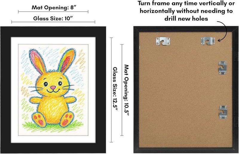 Americanflat Front Loading Kids Art Frame in Black - 8.5x11 Picture Frame with Mat and 10x12.5 Without Mat - Kids Artwork Frames Changeable Display - Frames for Kids Artwork Holds 100 Pieces - Image 3