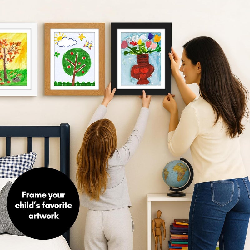 Americanflat Front Loading Kids Art Frame in Black - 8.5x11 Picture Frame with Mat and 10x12.5 Without Mat - Kids Artwork Frames Changeable Display - Frames for Kids Artwork Holds 100 Pieces - Image 2