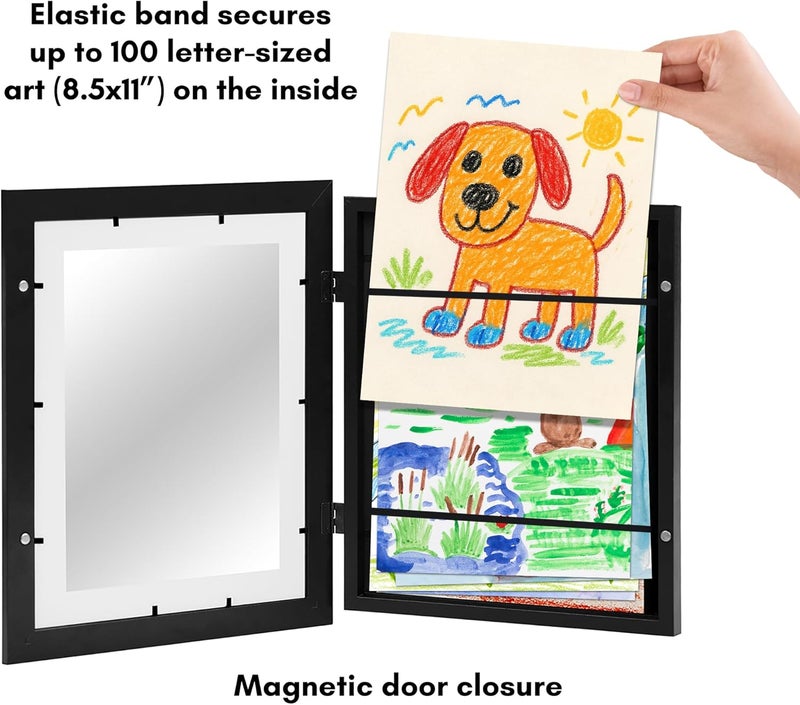 Americanflat Front Loading Kids Art Frame in Black - 8.5x11 Picture Frame with Mat and 10x12.5 Without Mat - Kids Artwork Frames Changeable Display - Frames for Kids Artwork Holds 100 Pieces - Image 5