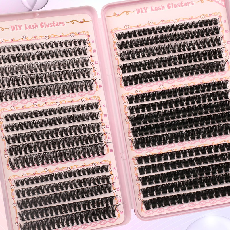 Gmagictobo Lash Clusters Fluffy DIY Lash Clusters Kit Volume Lash Extension Kit 570Pcs Individual Lashes Clusters Thin Band Eyelash Extension Kit Lash Bond and Seal Lash Tweezers - Image 3