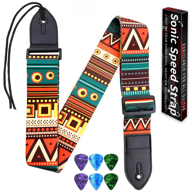 Qivorimith Guitar Strap,Acoustic Electric Guitar With 6 PCS Picks Guitar Accessories,Available for All Guitars - Image 1