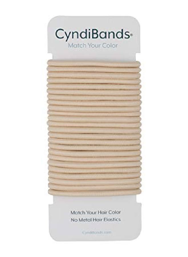 Cyndibands رباطات شعر مرنة بلون البيج الأشقر 4 مم 175 بوصة تتناسب مع لون ذيل الحصان 24 قطعة - Image 2