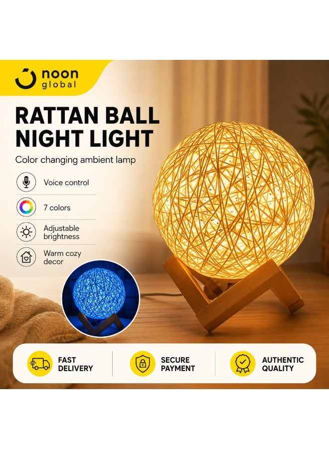 مصباح طاولة LED بكرة راتان مضيئة
