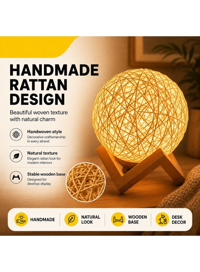 مصباح طاولة LED بكرة راتان مضيئة - Image 4