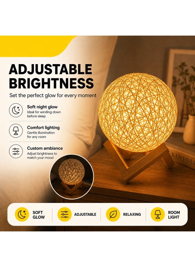 مصباح طاولة LED بكرة راتان مضيئة - Image 3