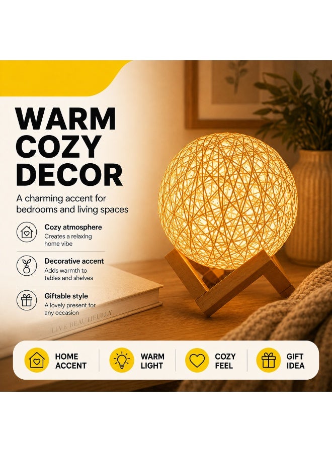 مصباح طاولة LED بكرة راتان مضيئة - Image 5