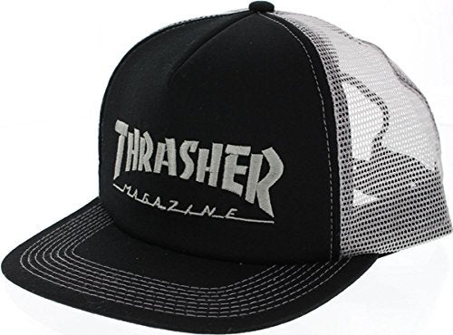 Thrasher Magazine Logo Embroidered Black/Silver Mesh Trucker Hat - Adjustable - Image 5