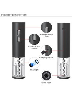 Beram Electric Wine Opener, Automatic Bottle Corkscrew, LED Light, Foil Cutter Base, Matte Surface, Button Control, Transparent Shell Head Design  - Image 3