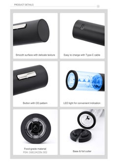 Beram Electric Wine Opener, Automatic Bottle Corkscrew, LED Light, Foil Cutter Base, Matte Surface, Button Control, Transparent Shell Head Design  - Image 4