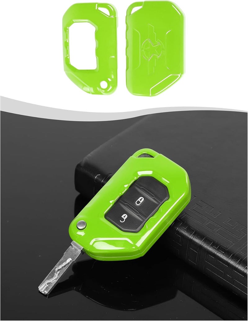Hoolcar Key Fob Cover Case Key Holder Shell Remote Control Smart Key Fob Protector Compatible with Jeep Wrangler JL JLU & Gladiator JT 2018-2025, Light Green - Image 1