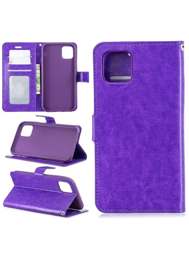 زبون جراب جلدي قابل للطي أفقيًا بتصميم Crazy Horse Texture لهاتف iPhone 11 مع حامل وفتحات للبطاقات ومحفظة وإطار صور لهاتف iPhone 11 - Image 2