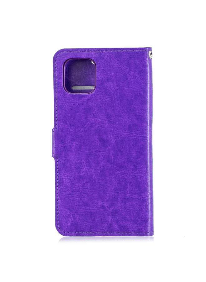 زبون جراب جلدي قابل للطي أفقيًا بتصميم Crazy Horse Texture لهاتف iPhone 11 مع حامل وفتحات للبطاقات ومحفظة وإطار صور لهاتف iPhone 11 - Image 4