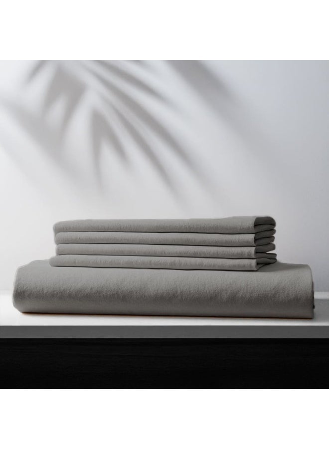 Amreya Linens Bed Sheets Sets Plain Fitted Bedsheet Set (160×200*25) Double 5 pieces   Includes 1 Fitted Sheet and 4 Pillowcases color grey  4pillow covers50*70 - Image 3