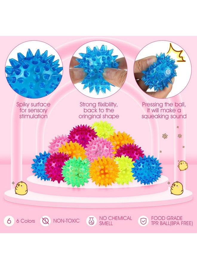 Charniol 100 Pack Light up Spike Rubber Ball LED Spiky Ball Strobe Flashing Sensory Toy Bouncy Flash Stress Ball for Adults, Teens, 2.17 Inch - Image 2