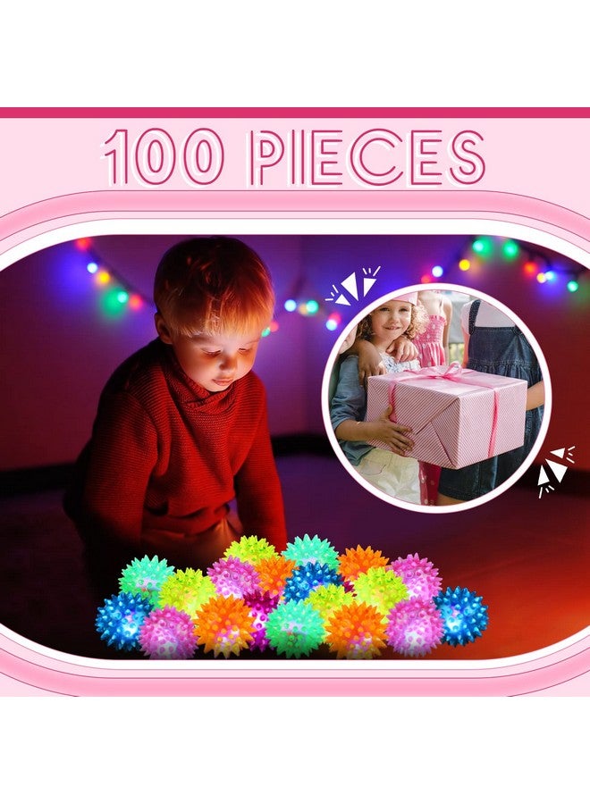 Charniol 100 Pack Light up Spike Rubber Ball LED Spiky Ball Strobe Flashing Sensory Toy Bouncy Flash Stress Ball for Adults, Teens, 2.17 Inch - Image 4