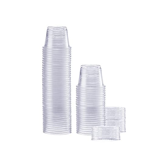 GUSTO [1 oz. - 50 Count Clear Disposable Plastic Portion Cups with Lids - Soufflé Cups, Clear Jello Shot Containers With Lids Perfect for salad Dressing and More - (Formerly Comfy Package) - Image 1