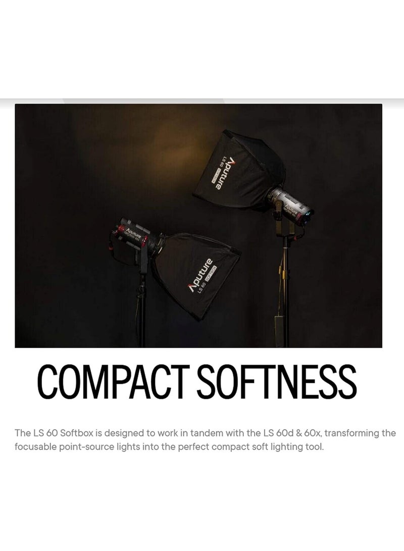 أبتشر Aputure LS 60 Softbox 35cm – Compact Square Softbox Light Modifier, Dual Diffusion Photography Softbox with 45° Grid, Mini Mount Adapter & Carry Bag, Professional LED Light Diffuser for LS 60 Series, Portable Studio Lighting Accessory for Filmmaking, Portraits - Image 3