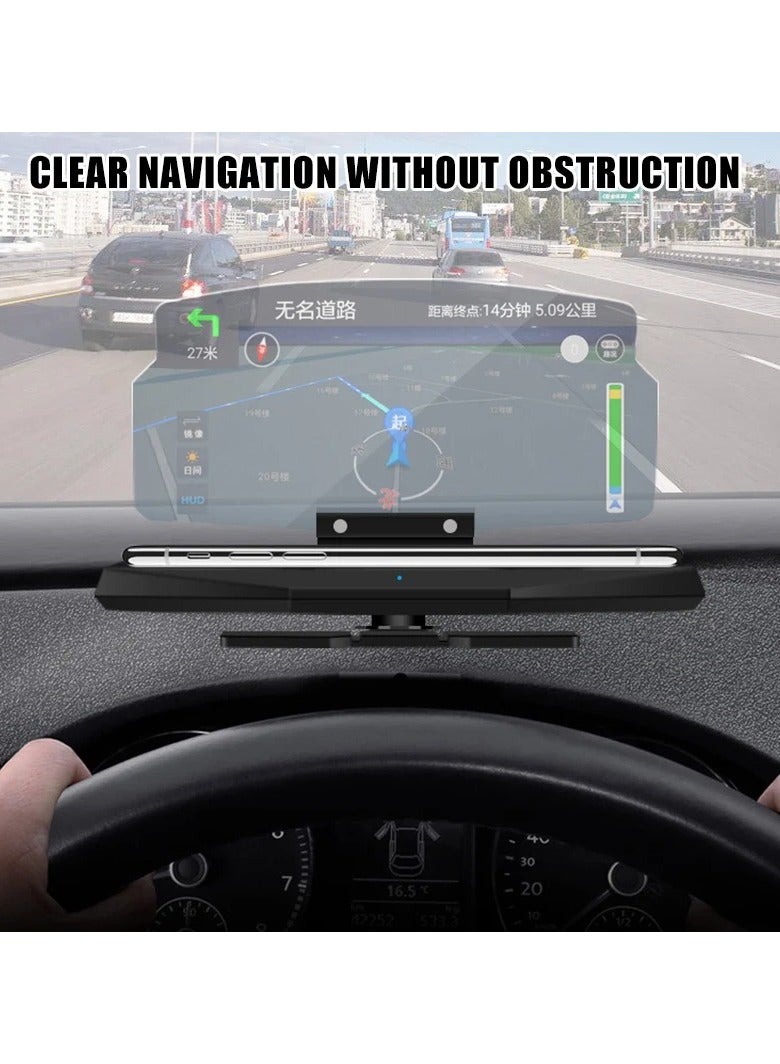 2 in 1 Universal Car Speed ​​Projector Phone Navigation Image Reflector with Wireless Charging Function - Image 2