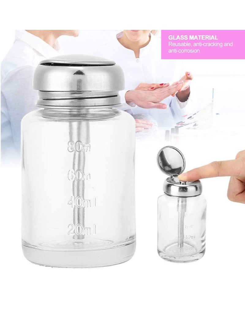 Pump Dispenser Bottles, Nail Polish Remover Bottles Portable Refillable Liquid Bottles Empty Transparent Glass Container for Professional Salon or Home use - Image 1