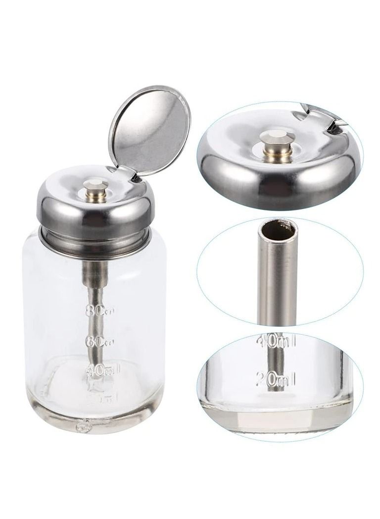 Pump Dispenser Bottles, Nail Polish Remover Bottles Portable Refillable Liquid Bottles Empty Transparent Glass Container for Professional Salon or Home use - Image 2