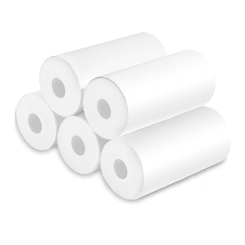 Zeitel® 5 Rolls Thermal Printing Paper, 57mmx25mm Thermal Paper Receipt Rolls Self-Adhesive Thermal Cash Register Paper POS Receipt Paper, Black on White, for POS Machine & Mini Thermal Printer - Image 1