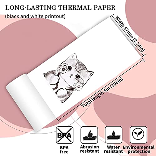 Zeitel® 5 Rolls Thermal Printing Paper, 57mmx25mm Thermal Paper Receipt Rolls Self-Adhesive Thermal Cash Register Paper POS Receipt Paper, Black on White, for POS Machine & Mini Thermal Printer - Image 2