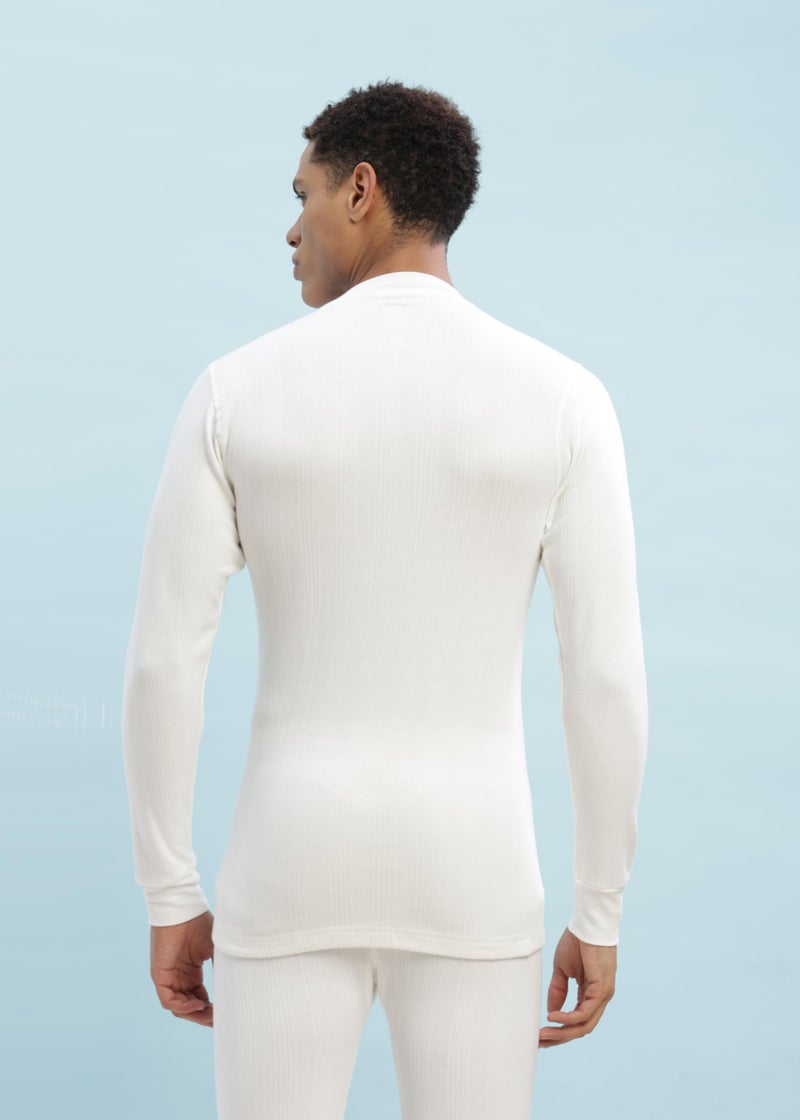 Dollar Ultra Pack of 2 Combed Cotton Mens Thermal V-Neck Full Sleeve Top Off White - Image 3