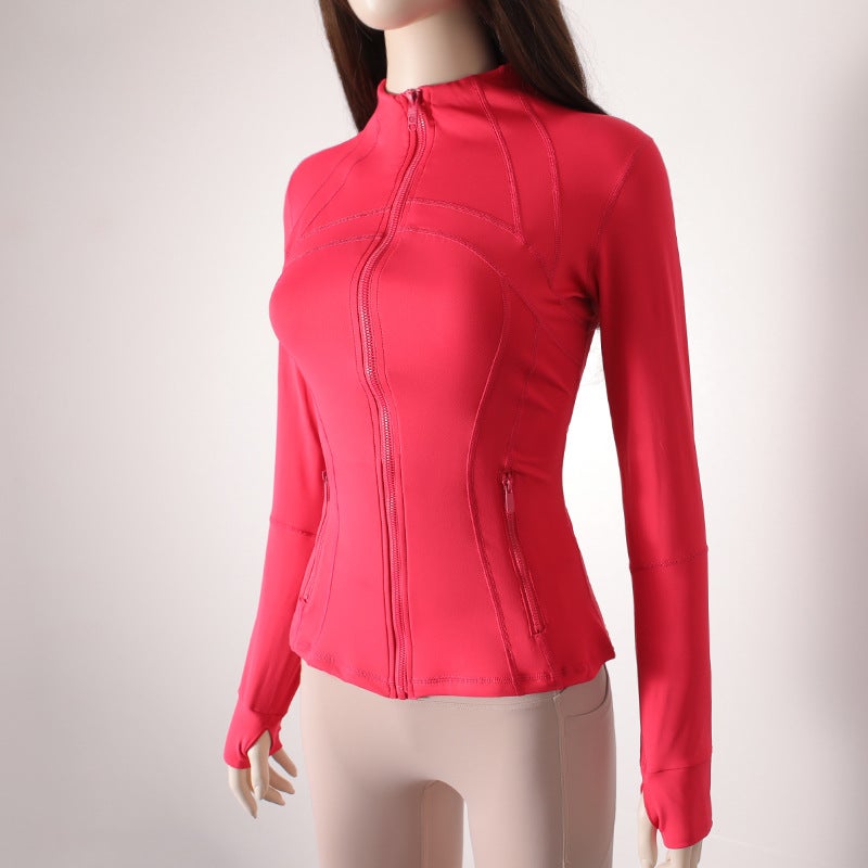 Generic Premium Womens Yoga Zip Jacket Fitness Top Tree plum color 