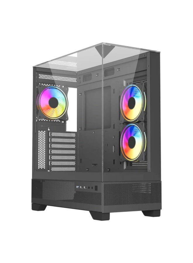 Ultimate Gaming PC Case – 3x RGB Fans, Tempered Glass, USB 3.0, 400mm GPU Clearance, ATX/mATX/ITX Compatible – Mid Tower Case  - Image 1