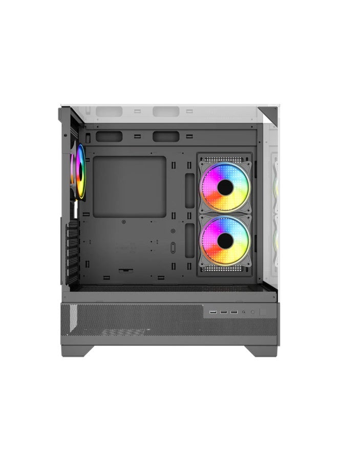Ultimate Gaming PC Case – 3x RGB Fans, Tempered Glass, USB 3.0, 400mm GPU Clearance, ATX/mATX/ITX Compatible – Mid Tower Case  - Image 3