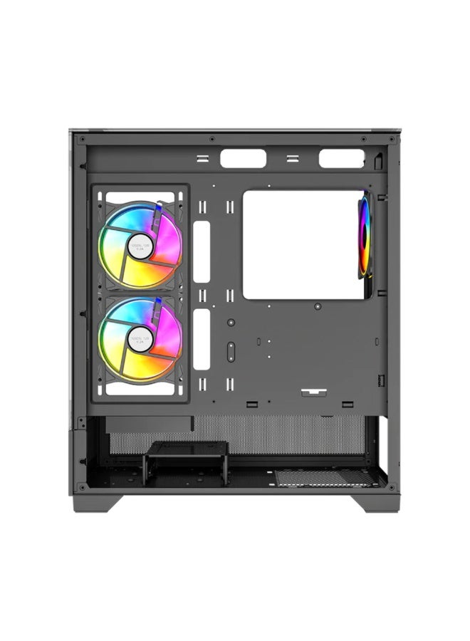 Ultimate Gaming PC Case – 3x RGB Fans, Tempered Glass, USB 3.0, 400mm GPU Clearance, ATX/mATX/ITX Compatible – Mid Tower Case  - Image 4