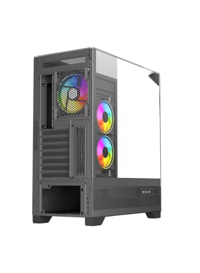 Ultimate Gaming PC Case – 3x RGB Fans, Tempered Glass, USB 3.0, 400mm GPU Clearance, ATX/mATX/ITX Compatible – Mid Tower Case  - Image 5