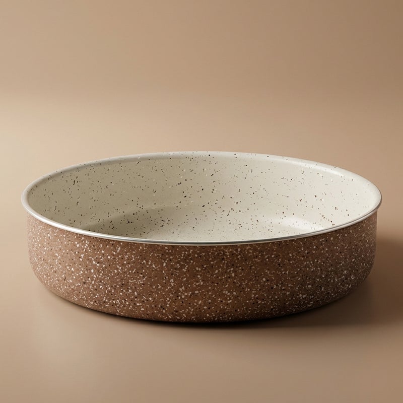 Rocky Granite Oven Tray, 26cm, Round - Brown