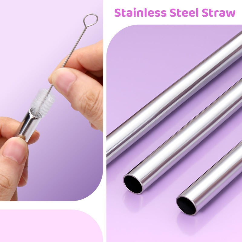 Mity rain Mouthpiece and Metal Straws Replacement for Owala Kids Water Bottle - Top Silicone Straw, Circle Gasket and Stainless Steel Straw Set for Owala Toddler Cup (Purple) - Image 5