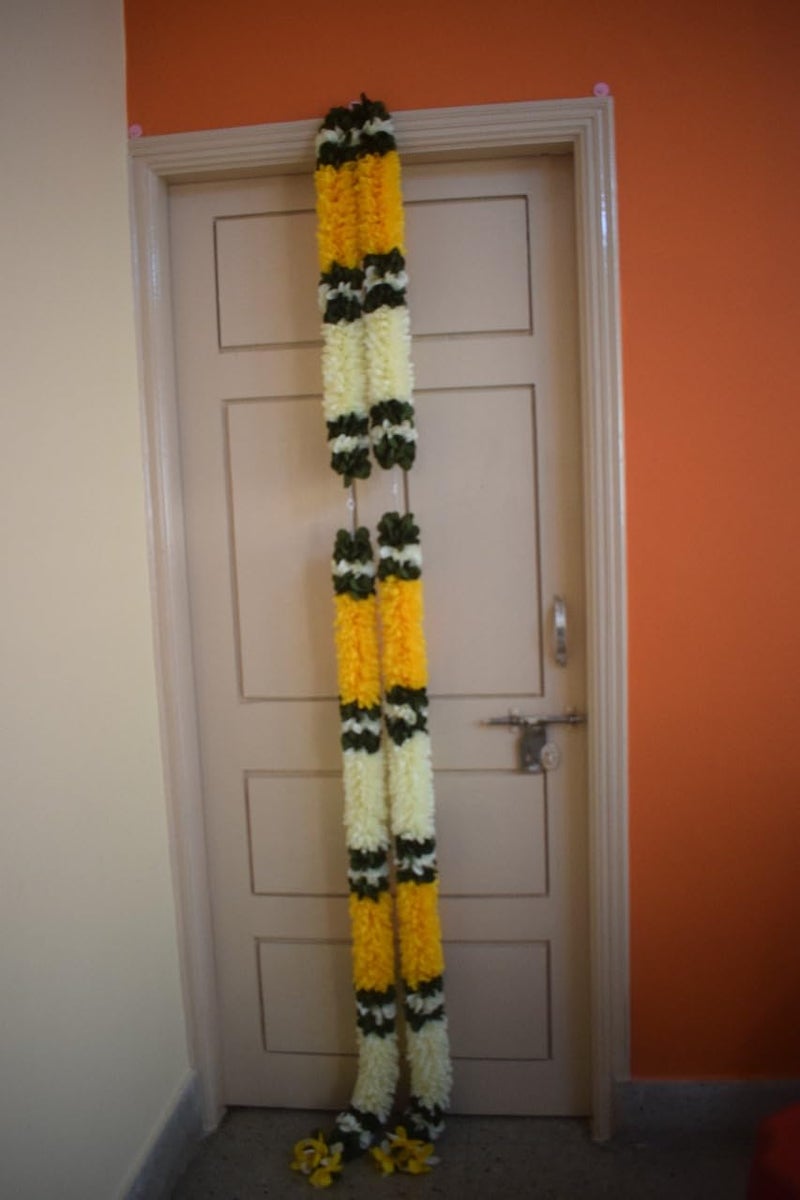 Generic SHRI MATAJI Store Flowers Garlands Double line Door Toran SetDoor Hangings for Home Office Decoration  - Image 4