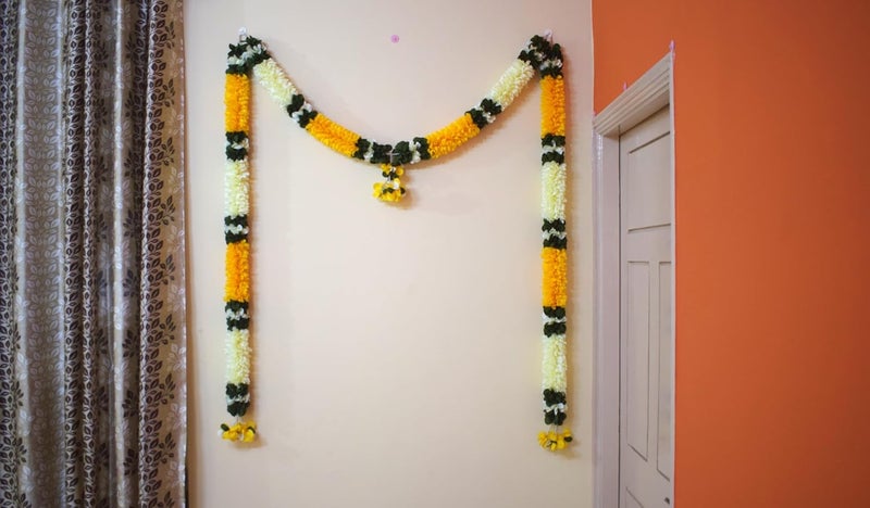 Generic SHRI MATAJI Store Flowers Garlands Double line Door Toran SetDoor Hangings for Home Office Decoration  - Image 3