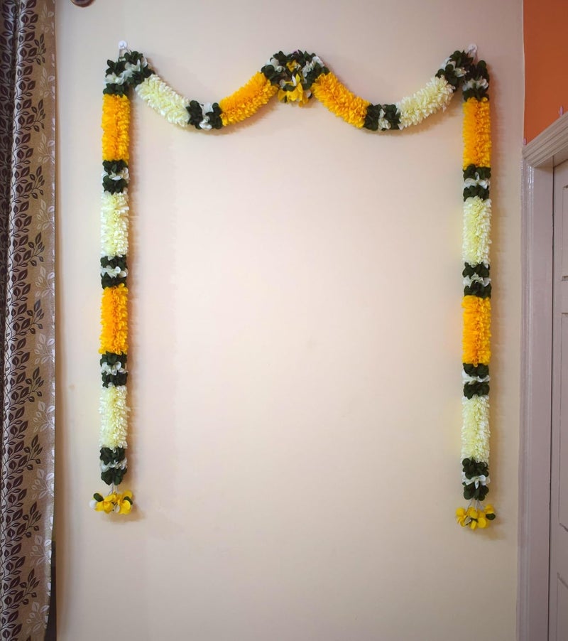 Generic SHRI MATAJI Store Flowers Garlands Double line Door Toran SetDoor Hangings for Home Office Decoration  - Image 1