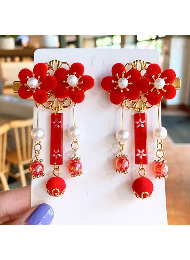 KALLORY Allory Baby Hair Accessories Tassel Hair Clip Kimono Flower Hair Clip Hanfu Hair Accessories Chinese Ancient Style Tassel Hairpin Girl Hair Clip (1 Pair) Baby Hair Clips - Image 5