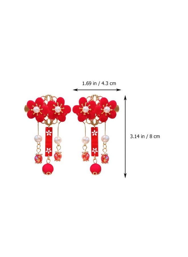KALLORY Allory Baby Hair Accessories Tassel Hair Clip Kimono Flower Hair Clip Hanfu Hair Accessories Chinese Ancient Style Tassel Hairpin Girl Hair Clip (1 Pair) Baby Hair Clips - Image 3