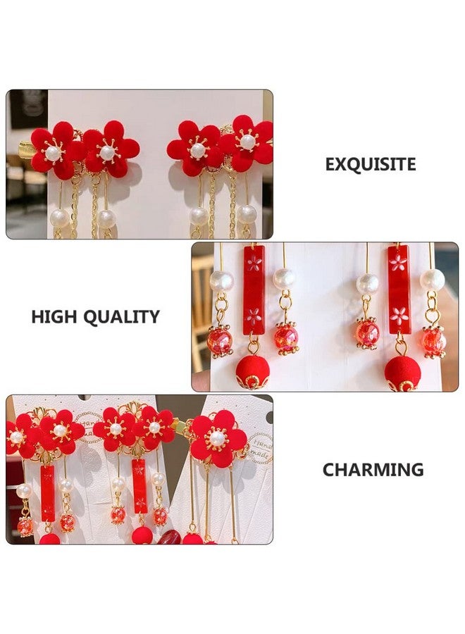 KALLORY Allory Baby Hair Accessories Tassel Hair Clip Kimono Flower Hair Clip Hanfu Hair Accessories Chinese Ancient Style Tassel Hairpin Girl Hair Clip (1 Pair) Baby Hair Clips - Image 4