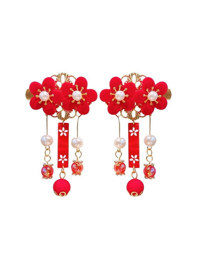 KALLORY Allory Baby Hair Accessories Tassel Hair Clip Kimono Flower Hair Clip Hanfu Hair Accessories Chinese Ancient Style Tassel Hairpin Girl Hair Clip (1 Pair) Baby Hair Clips - Image 2