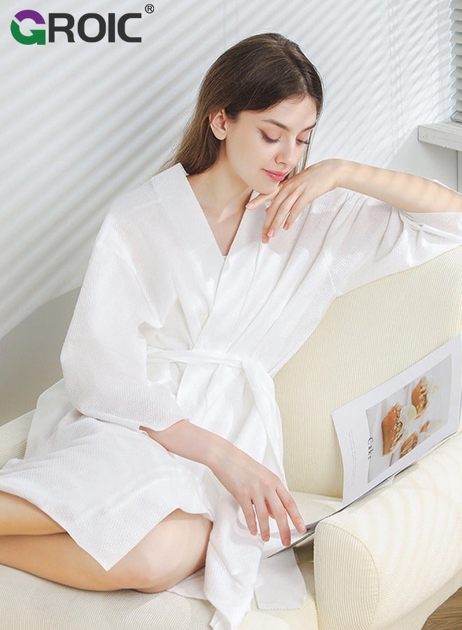 Disposable Robes,Disposable bathrobe and Disposable Dry Hair Cap,Non-woven Body Wrap Kimono Bathrobe for Hotel,Beauty Salon,Unisex & One Size Fits All Silk Robes for Men & Women
